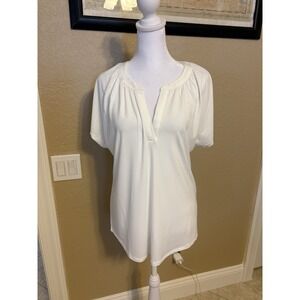 Jones New York Signature Women's Ivory Short Sleeve Top, Medium, NWT